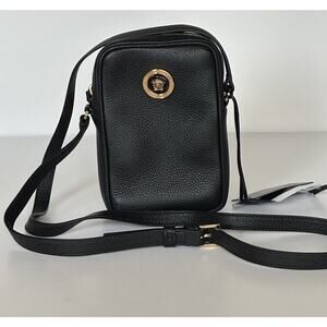 Versace Leather Gold Medusa Grainy Leather Mini Crossbody Bag 1008863 NWT $850